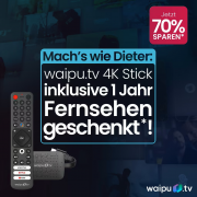 waipu.tv 4K Stick bestellen + 1 Jahr Perfect Plus mit &uuml;ber 290 Sendern inkl. Pay-TV geschenkt