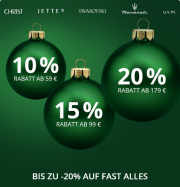 10%, 15% oder 20% Rabatt auf &uuml;ber 13.700 ausgesuchte Uhren und Schmuckst&uuml;cke bei Christ