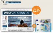 10 Ausgaben WELT AM SONNTAG zum Preis von 8 f&uuml;r 35,20 &euro;&nbsp;+ 25 Euro Geldpr&auml;mie (Scheck) 