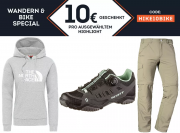 10 Euro Rabatt auf ausgew&auml;hlte Highlights zum Wandern oder Biken im SportScheck Shop