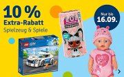 10% Extra-Rabatt On Top auf alles Artikel der Kategorie Spielzeug & Spiele im MyToys Shop