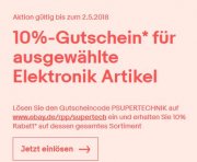 10%-Gutschein f&uuml;r ausgew&auml;hlte Elektronik Artikel