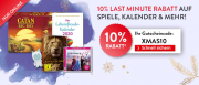 10% Last-Minute Rabatt auf Spielwaren, Filme, Kalender, H&ouml;rb&uuml;cher, B&uuml;cher u.v.m. im Hugendubel Shop