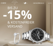 10% oder 15% Rabatt auf &uuml;ber 6.500 ausgesuchte Uhren und Schmuckst&uuml;cke bei Christ