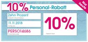 10% Personalrabatt auf viele Artikel mit dem Code:PERSO14686