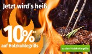 10% Rabatt auf alle Holzkohlegrills im Garten XXL Shop