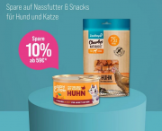 Nur heute 10% Rabatt auf Nassfutter & Snacks f&uuml;r Hund und Katze bei ZooRoyal