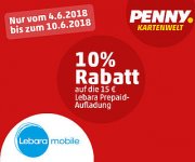 10% Rabatt bei der 15&euro; Lebara Prepaid Aufladung bei Penny