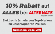 10% Rabattgutschein f&uuml;r das gesamte Sortiment von Alternate im Rakuten Shop