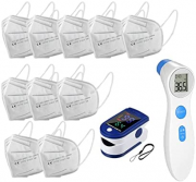 10 St&uuml;ck Mund- Nasenschutz + Fingerspitzen-Pulsoximeter + Ber&uuml;hrungsloses LCD-Digital Thermometer