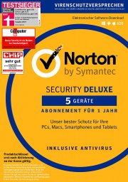 Symantec Norton Security Deluxe | 5 Ger&auml;te | PC/Mac/Smartphone/Tablet | Download