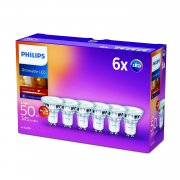Philips LEDclassic WarmGlow Lampe ersetzt 50W, GU10, warmwei&szlig;, dimmbar, 6er Pack