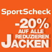 Bei Sportscheck 20 % Rabatt extra auf bereits reduzierte Jacken erhalten