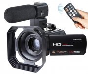 1080P Full HD Digitale Tragbare Videokamera 30FPS mit Externem Mikrofon und Gegenlichtblende