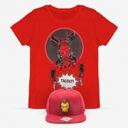 Captain America (Iron Man) Basecap und Deadpool T-Shirt