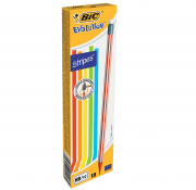 BIC Bleistift Evolution (Stripes 646 HB mit Radierer, Schachtel &agrave;) 12 St&uuml;ck, farbig sortiert 