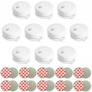 10x Rauchmelder mit AAA Batterien & Magnethalter