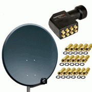 80cm HD SAT Anlage ALU Sch&uuml;ssel Antenne Spiegel Digital + Octo LNB 8 Teilnehmer