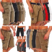 Geographical Norway Herren Cargo Shorts kurze Hose Bermuda mit G&uuml;rtel S-XXXL