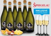  Probierpaket 6 Flaschen Prosecco Frizzante Selezione del Re inkl. 4 Sektgl&auml;ser f&uuml;r 39,99