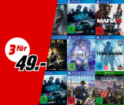 3 Spiele ausw&auml;hlen f&uuml;r die PlayStation, Xbox oder PC und nur 49 Euro zahlen bei Media Markt!