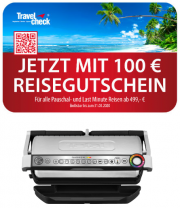 Den Tefal GC722D Optigrill+ XL inkl. 100 &euro; Reisegutschein f&uuml;r 179 Euro jetzt bei Saturn!