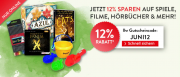 12% Rabatt auf Spielwaren, Filme, H&ouml;rb&uuml;cher und mehr im Hugendubel Shop
