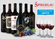  Italien Genusspaket mit 6 Flaschen Rotwein + 4 Spiegelau Rotwein Gl&auml;ser f&uuml;r 44,94&euro; statt 72,16