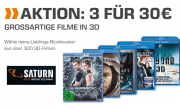 3 Filme in 3D f&uuml;r 30 Euro Aktion bei Saturn mit gro&szlig;er Auswahl