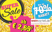 Bis zu 70% Rabatt auf edle Weine, jetzt den Vorrat auff&uuml;llen!