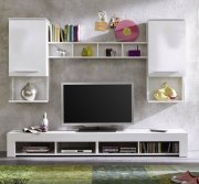 TV Schrank Schrankwand Wohnwand Hochglanz wei&szlig;