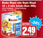 Kinder Riegel oder Duplo Riegel 18 + 2 bei HIT