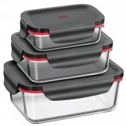 3 teiliges Silit Vorratsdosen Set rechteckig mit luftdichtem Deckel und Multifunktions Schale