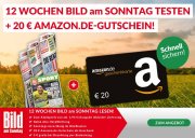 12 Ausgaben &bdquo;Bild am Sonntag&ldquo; ab 18,40&euro; + 20&euro; Amazon Gutschein
