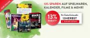 13% Rabatt auf alle Spielwaren, Filme, Kalender, reduzierte B&uuml;cher & mehr im Hugendubel Shop