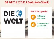 13 Wochen Die Welt lesen f&uuml;r nur 170,82&euro; plus Geldpr&auml;mie in H&ouml;he von 170,82&euro; (Barscheck)