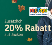 Jetzt 20% Rabatt auf Jacken f&uuml;r Kinder bei MyToys absahnen
