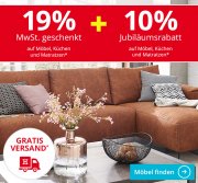 19% Mehrwertsteuer + 10% geschenkt auf M&ouml;bel, K&uuml;chen, Matratzen bei H&ouml;ffner