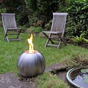 HARK Feuerkugel &Oslash; 36 cm Edelstahl geb&uuml;rstet Gartenfeuer Dekofeuer Terrasse