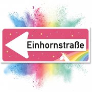 Einhhorn Schild - Einhornstra&szlig;e (40 x 15cm), S&uuml;&szlig;e Deko - Wanddeko, T&uuml;rschild f&uuml;r M&auml;dels