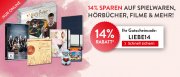14% Rabatt auf alle Spielwaren, Filme, H&ouml;rb&uuml;cher, reduzierte B&uuml;cher & mehr im Hugendubel Shop