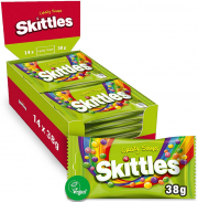 14 x 38 g Skittles Crazy Sours Kaubonbons mit Orange, Limette, Zitrone und weiteren Aromen