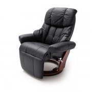 MCA Relax-Sessel Calgary 2 mit Fu&szlig;st&uuml;tze, schwarz - Gestell walnuss f&uuml;r 359,99 statt 413,99
