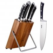 Aicok &ndash; Professioneller Messerblock | Messerset | Holz Block | 6-tlg | Rostfreier Spezial-Stahl