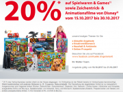 20% Rabatt auf Spielwaren, Games und Zeichentrick-/Animationsfilme von Disney (15.10. - 30.10.) 