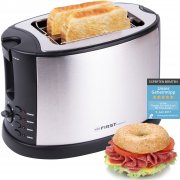 2 Scheiben Edelstahl Toaster mit Br&ouml;tchenaufsatz, Bagel-Funktion