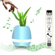 Shopping.de Select Smarter Blumentopf mit Bluetooth Lautsprecher, Nachtlicht Blau