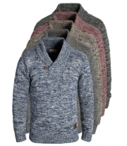 SOLID Phil Strickpullover f&uuml;r Herren mit Schalkragen in Melange-Optik nur 26,95 Euro