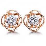 J.SHINE Damen Ohrringe Rosegold Set Rose Liebe Basic 925 Sterling Silber mit 3A 6mm Zirkonia