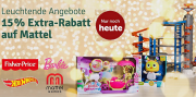Nur noch heute gibt es bei myToys 15% Rabatt auf Artikel von Mattel 